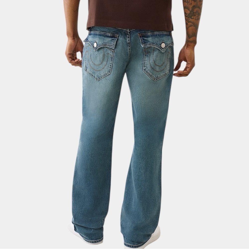 NEW True Religion Billy Flap Bootcut Jeans Size 36 Blue Relaxed Fit 36 x 33.5